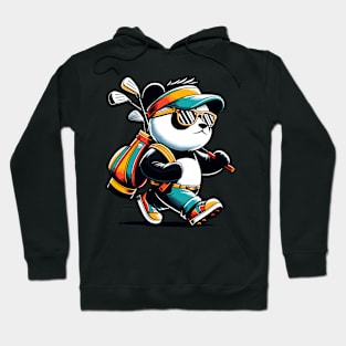 Golf Novelty Panda in Sunglasses Golfing Funny Golf Hoodie